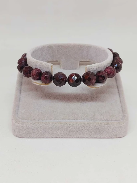 Parlayan Yıldızlar Serisi Lal (Granat-Garnet) Taşı Tasarım Bileklik - Resim 4