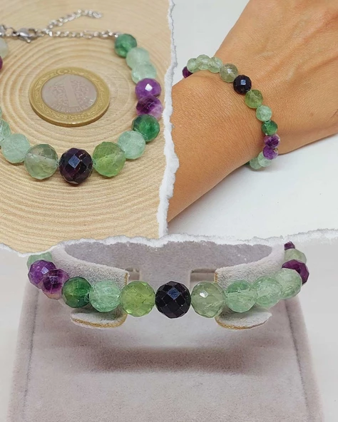 Parlayan Yıldızlar Serisi Florit Taşı Tasarım Bileklik ürün görseli