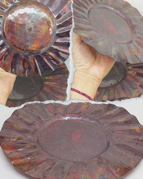 Dekoratif Otantik El Yapımı Bakır Tabak Orta Boy ürün görseli