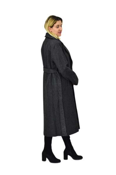 Kadın Balık Sırtı Uzun Kaşe Kaban BGL-ST04116 - Resim 10