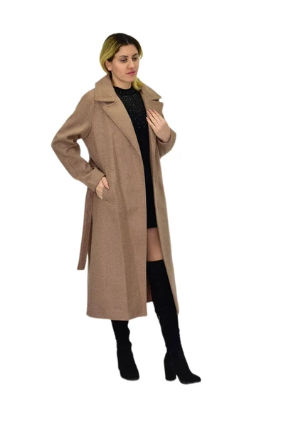 Kadın Balık Sırtı Uzun Kaşe Kaban BGL-ST04116 - Resim 6