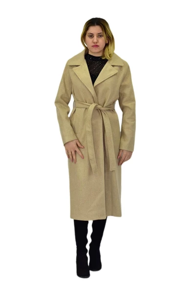 Kadın Balık Sırtı Uzun Kaşe Kaban BGL-ST04116 - Resim 5