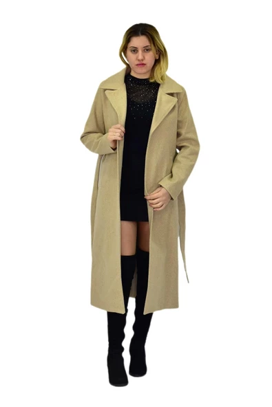 Kadın Balık Sırtı Uzun Kaşe Kaban BGL-ST04116 - Resim 2