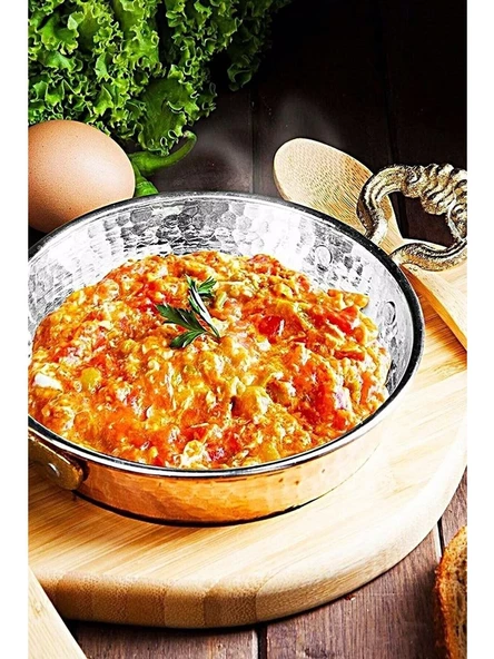 Kalın Bakır Takım 3 lü Bakır Tava Sahan Seti El İşlemeli Dövme Yumurta Tavası 14cm+18cm+22cm - 3