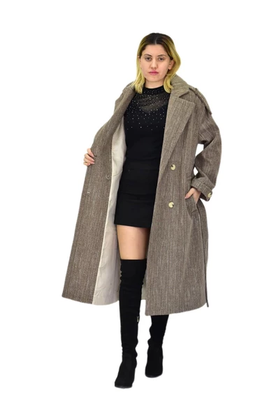 Kadın Uzun Kaşe Kaban BGL-ST04119 - 3