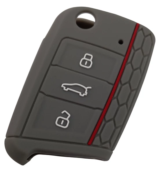 Polo 6 Golf 7 Seat Skoda Octavia A7 MQB Silikon Anahtar Kumanda Kılıfı Oto Anahtarlık Gri - Resim 2