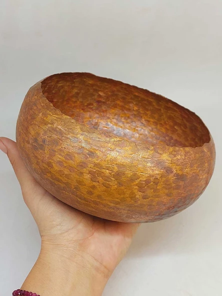 Dekoratif Otantik El Yapımı Bakır Bowl Kase Orta Boy - Resim 2