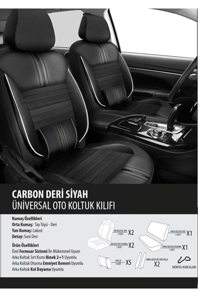 Citroen C3 Koltuk Kılıfı Carbon Deri Siyah