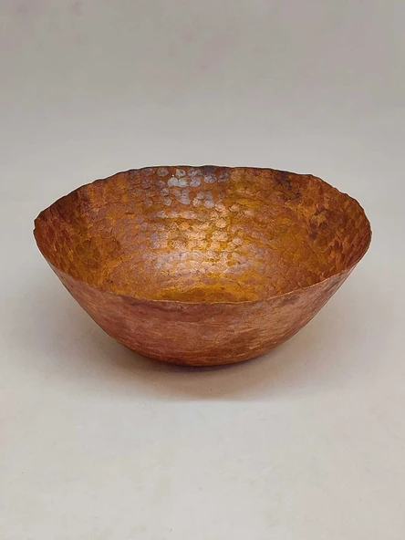 Dekoratif Otantik El Yapımı Bakır Kase Büyük Boy - Resim 3