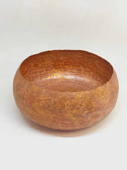 Dekoratif Otantik El Yapımı Bakır Bowl Kase Büyük Boy - 3