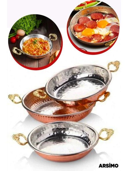 Kalın Bakır Tava Sahan El İşlemeli Dövme Yumurta Tavası 18cm - 4