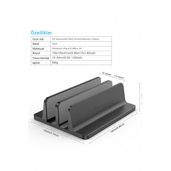 Mühlen N17-2 Taşınabilir Alüminyum Alaşımlı Çoklu Tablet Standı - 2