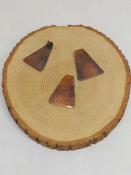 Otantik El Yapımı Üçgen Bakır Kolye Ucu - 3