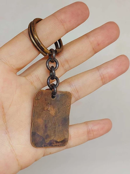 Otantik El Yapımı Plaka Bakır Anahtarlık - 2