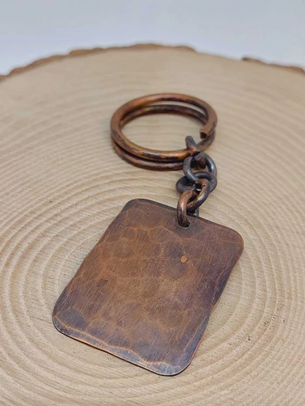 Otantik El Yapımı Plaka Bakır Anahtarlık - 3