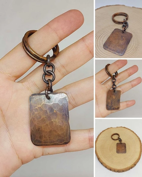 Otantik El Yapımı Plaka Bakır Anahtarlık