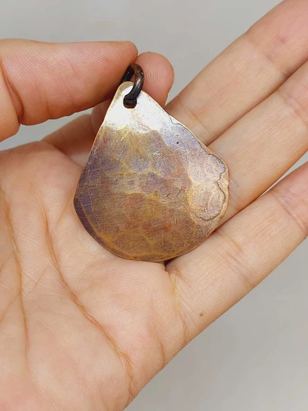 Otantik El Yapımı Damla Bakır Kolye Ucu - 5