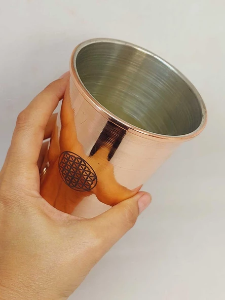 Otantik El Yapımı Yaşam Çiçeği Desenli Bakır Bardak (55540) - 6