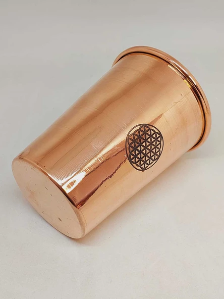 Otantik El Yapımı Yaşam Çiçeği Desenli Bakır Bardak (55540) - 2