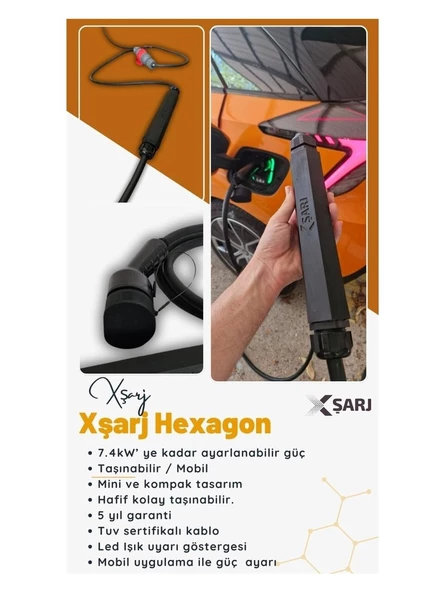 Xsarj 7 Kw Taşınabilir Type-2 AC Şarj İstasyonu 5 mt+ Dönüştürücü - 2