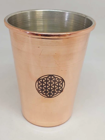 Otantik El Yapımı Yaşam Çiçeği Desenli Bakır Bardak (55540) - 9