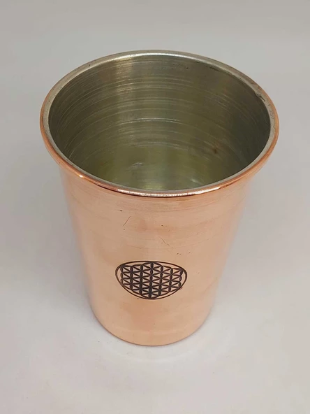 Otantik El Yapımı Yaşam Çiçeği Desenli Bakır Bardak (55540) - 5