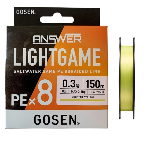 Gosen Answer Light Game PE 8 Örgü 0.3PE 150mt Cocktail Yellow LRF İp Misina