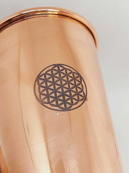 Otantik El Yapımı Yaşam Çiçeği Desenli Bakır Bardak (55540) - 4