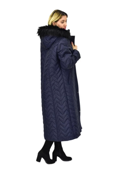 Kadın Kapitone Kapüşonlu Uzun Mont BGL-ST04060 - Resim 11