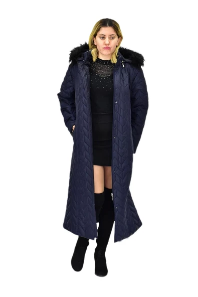 Kadın Kapitone Kapüşonlu Uzun Mont BGL-ST04060 ürün görseli