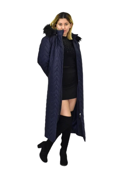 Kadın Kapitone Kapüşonlu Uzun Mont BGL-ST04060 - Resim 7