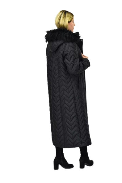 Kadın Kapitone Kapüşonlu Uzun Mont BGL-ST04060 - Resim 8