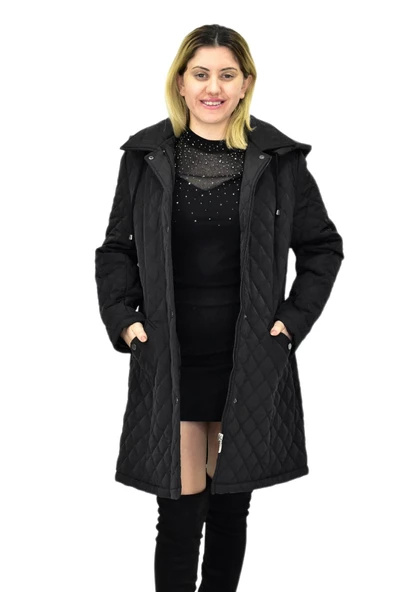 Kadın Kapitone Kapüşonlu Mont BGL-ST04062 - Resim 6