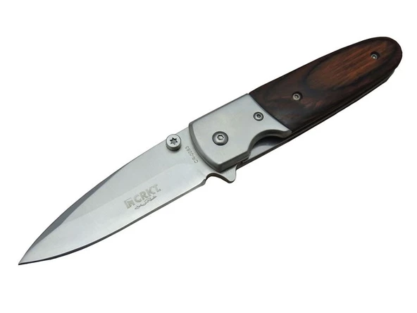 CRKT CR 0083 Koyu Kamp Çakı 16,5 cm - Ahşap Sap, Otomatik, Kılıflı, Kutulu