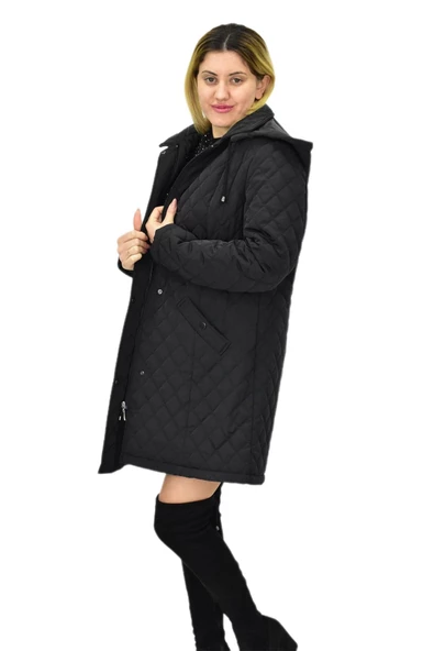 Kadın Kapitone Kapüşonlu Mont BGL-ST04062 - Resim 4