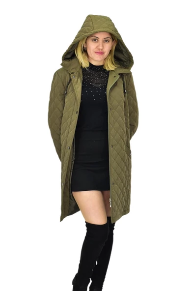 Kadın Kapitone Kapüşonlu Mont BGL-ST04062 - Resim 7