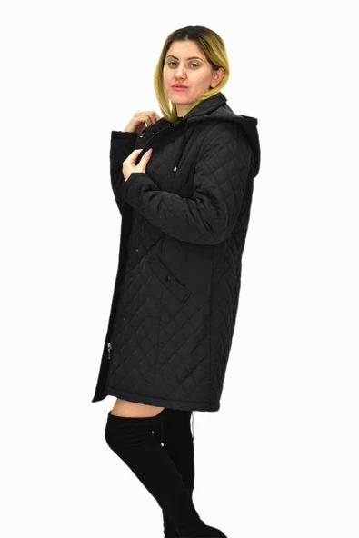 Kadın Kapitone Kapüşonlu Mont BGL-ST04062 - Resim 12