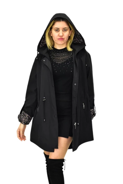 Kadın Mevsimlik Kapüşonlu Mont BGL-ST04063 - Resim 10