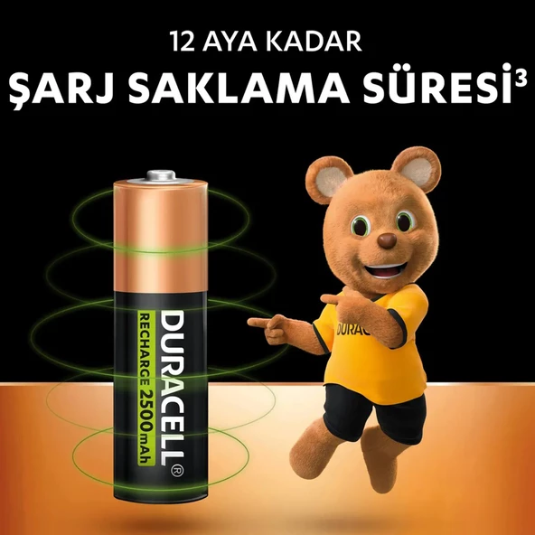 Duracell 2500mAh AA Şarj Edilebilir Kalem Pil 2Li Şarjlı Pil - 3
