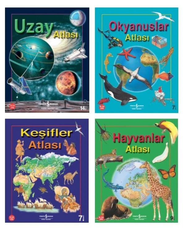 Hayvanlar Atlası + Keşifler Atlası + Okyanus Atlası + Uzay Atlası 4 Kitap Set