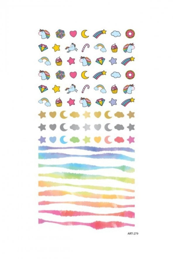 Unicorn Tırnak Dövmesi, Tırnak Tattoo, Nail Art, Tırnak Sticker - 3