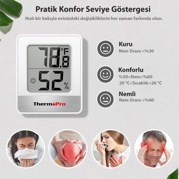 Thermopro Tp49w Mini İç Mekan Dijital Isı Ve Nem Ölçer Termometre - 3