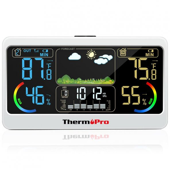 ThermoPro TP68B 7" İç-Dış Mekan Dijital Isı,Nem,Basınç Ölçer