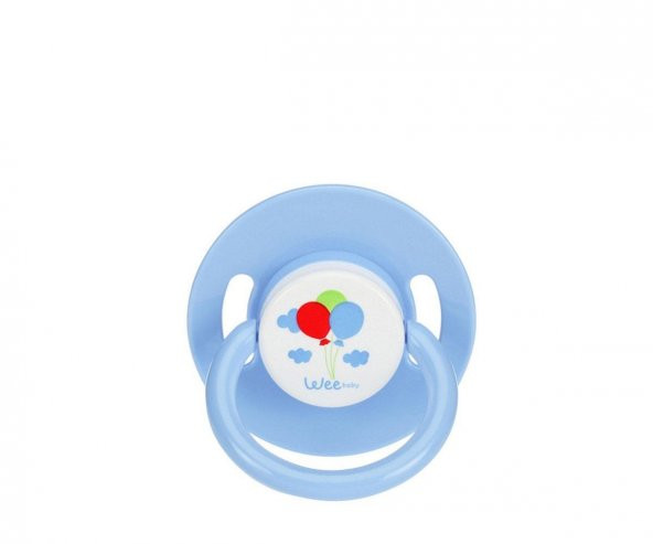Wee Baby 0-6 Ay Yuvarlak Uçlu Emzik No:1 mavi (renkli balon desenli)