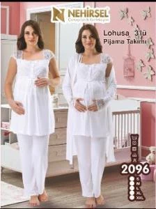 NEHİR 2096  HAMİLE LOHUSA 2020 YENİ SEZON SADE VE ŞIK 3 LÜ LOHUSA - 3