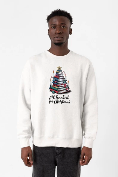 All Booked For Christmas Beyaz Erkek 2ip Sweatshirt