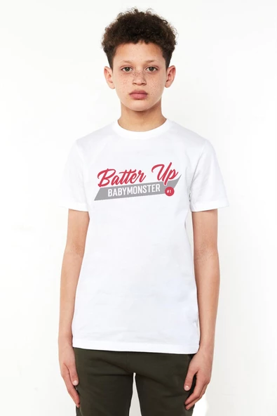 Babymonster Batter Up Beyaz Çocuk Bisikletyaka Tshirt