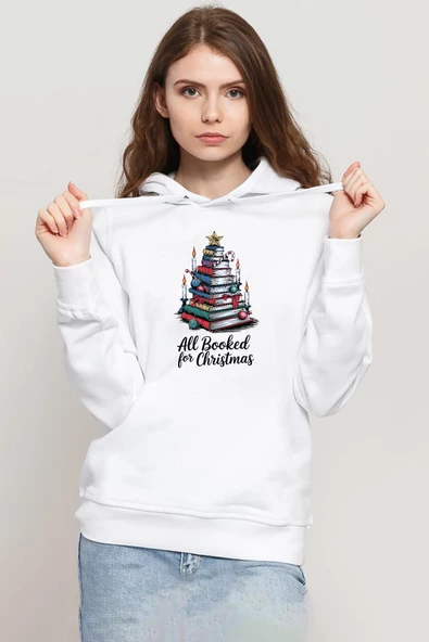 All Booked For Christmas Beyaz Kadın 3ip Kapşonlu Sweatshirt ürün görseli