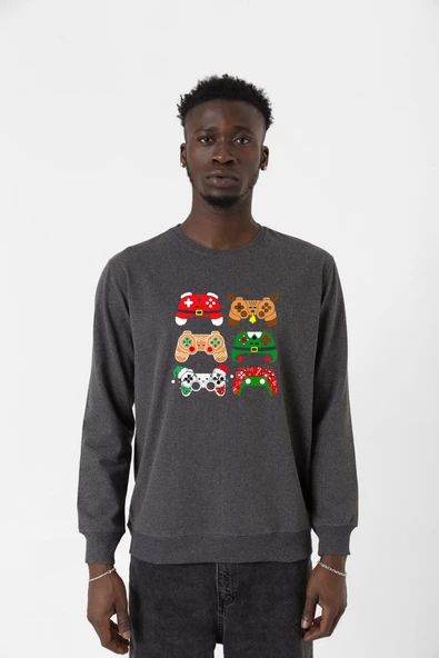 Video Game Controller Christmas Füme Erkek 2ip Sweatshirt ürün görseli