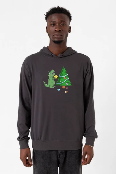 Dinosaur Christmas Tree Füme Erkek 2ip Kapşonlu